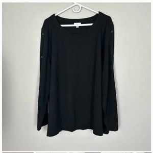 J.Jill Ponte Black Top Buttons Down Sleeves Size 4X